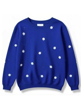 Quacker Factory Shamrock Rhinestone Sweatshirt S Blue St Patrick's Day Irish
